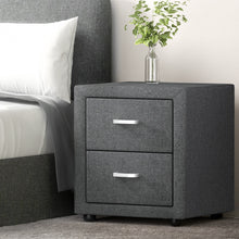 Load image into Gallery viewer, Artiss Bedside Table 2 Drawers Fabric - CADEN Grey
