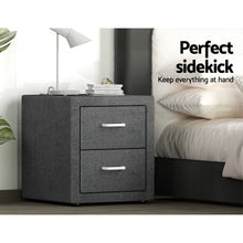 Load image into Gallery viewer, Artiss 2X Bedside Table 2 Drawers Side Table Fabric - CADEN Grey
