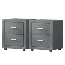 Load image into Gallery viewer, Artiss 2X Bedside Table 2 Drawers Side Table Fabric - CADEN Grey
