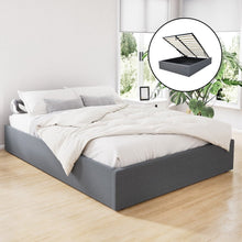 Load image into Gallery viewer, Artiss Bed Frame Queen Size Gas Lift Base Grey TOKI - The White Mall
