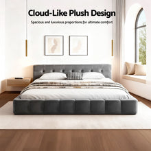 Load image into Gallery viewer, Artiss Queen Size Bed Frame Plush Soft Headboard Velvet Platform Base for Modern Bedrooms Grey - The White Mall
