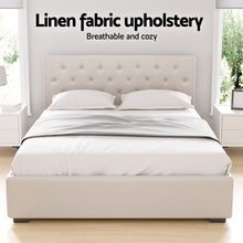 Load image into Gallery viewer, Artiss Bed Frame Queen Size Gas Lift Beige VILA - The White Mall
