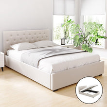 Load image into Gallery viewer, Artiss Bed Frame Queen Size Gas Lift Beige VILA - The White Mall
