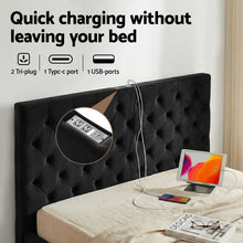 Load image into Gallery viewer, Artiss Queen Bed Frame Storage Charging Station Upholstered 3 Drawers USB Type - C - The White Mall
