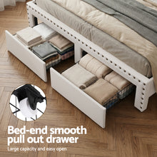Load image into Gallery viewer, Artiss King Upholstered Bed Frame with Shelf Storage Drawers Charging Station Mood Lighting Linen - The White Mall
