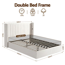 Load image into Gallery viewer, Artiss Double Bed Frame with Gaslift Storage USB Type-C Charging Ports Velvet Upholstery White
