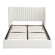 Load image into Gallery viewer, Artiss Double Bed Frame with Gaslift Storage USB Type-C Charging Ports Velvet Upholstery White

