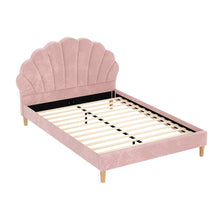 Load image into Gallery viewer, Artiss Bed Frame Double Size Scallop - Shape Bedhead Beds Base Pink Velvet Fabric - The White Mall
