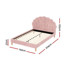 Load image into Gallery viewer, Artiss Bed Frame Double Size Scallop - Shape Bedhead Beds Base Pink Velvet Fabric - The White Mall
