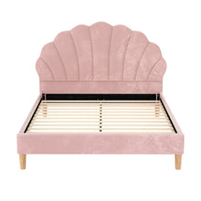 Load image into Gallery viewer, Artiss Bed Frame Double Size Scallop - Shape Bedhead Beds Base Pink Velvet Fabric - The White Mall
