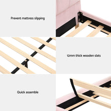 Load image into Gallery viewer, Artiss Bed Frame Double Size Scallop - Shape Bedhead Beds Base Pink Velvet Fabric - The White Mall
