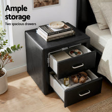 Load image into Gallery viewer, Artiss Gas Lift Queen Bed Frame and 2 Bedside Table Set Leather Black
