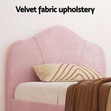 Load image into Gallery viewer, Artiss King Single Storage Bed Frame Velvet with Bedside Table Pink
