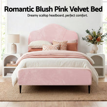 Load image into Gallery viewer, Artiss King Single Storage Bed Frame Velvet with Bedside Table Pink
