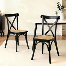 Load image into Gallery viewer, Artiss 2x Dining Chairs Rattan Wooden Kitchen Accent Chair Cafe Lounge Rubber Wood
