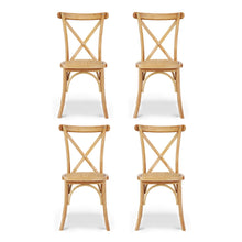 Load image into Gallery viewer, Artiss 4x Dining Chairs Rattan Wooden Kitchen Accent Chair Cafe Lounge Rubber Wood
