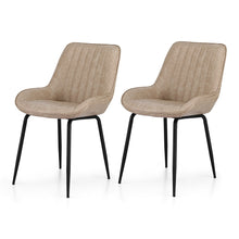 Load image into Gallery viewer, Artiss 2x Dining Chairs Retro PU Leather Kitchen Lounge Cafe Accent Chair Khaki
