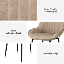 Load image into Gallery viewer, Artiss 2x Dining Chairs Retro PU Leather Kitchen Lounge Cafe Accent Chair Khaki
