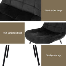 Load image into Gallery viewer, Artiss 4x Dining Chairs Velvet Tufted Kitchen Lounge Cafe Accent Chair Black
