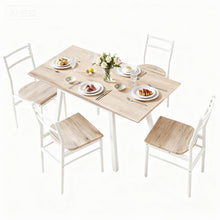 Load image into Gallery viewer, Artiss Dining Table and Chairs Set 5pcs Foldable Kitchen Furniture Natural White
