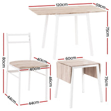 Load image into Gallery viewer, Artiss Dining Table and Chairs Set 5pcs Foldable Kitchen Furniture Natural White
