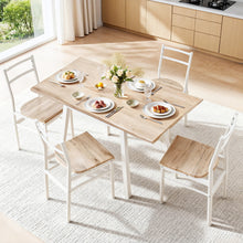 Load image into Gallery viewer, Artiss Dining Table and Chairs Set 5pcs Foldable Kitchen Furniture Natural White
