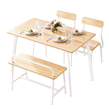 Load image into Gallery viewer, Artiss Dining Table and Chairs Set of 4 Bench Kitchen Furniture Natural and White
