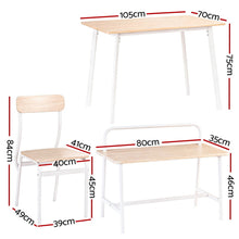 Load image into Gallery viewer, Artiss Dining Table and Chairs Set of 4 Bench Kitchen Furniture Natural and White
