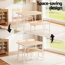 Load image into Gallery viewer, Artiss Dining Table and Chairs Set of 4 Bench Kitchen Furniture Natural and White
