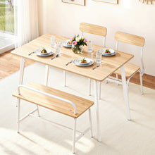 Load image into Gallery viewer, Artiss Dining Table and Chairs Set of 4 Bench Kitchen Furniture Natural and White
