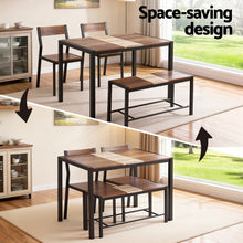Load image into Gallery viewer, Artiss Dining Table and Chairs Set of 4 Bench Kitchen Furniture Rustic Brown
