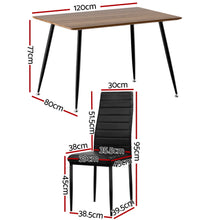 Load image into Gallery viewer, 1 Artiss Dining Table and 4 Chairs Set Rectangle Metal
