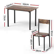 Load image into Gallery viewer, Artiss Dining Table and Chairs Set of 5 Compact Kitchen Furniture Rustic Brown
