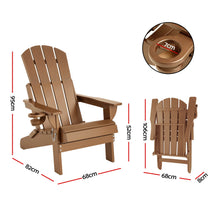 Load image into Gallery viewer, Gardeon Outdoor Chairs Folding Adirondack Beach Chair HDPE Sun Lounge Patio Furniture Garden Brown
