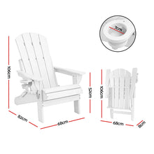 Load image into Gallery viewer, Gardeon Outdoor Chairs Folding Adirondack Beach Chair HDPE Sun Lounge Patio Furniture Garden White
