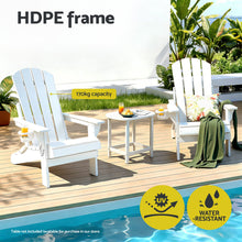 Load image into Gallery viewer, Gardeon Outdoor Chairs Folding Adirondack Beach Chair HDPE Sun Lounge Patio Furniture Garden White

