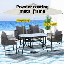 Load image into Gallery viewer, Gardeon 5PCS Outdoor Dining Set Table and Chairs Rope Patio Furniture Garden Black
