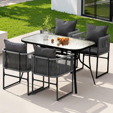 Load image into Gallery viewer, Gardeon 5PCS Outdoor Dining Set Table and Chairs Rope Patio Furniture Garden Black
