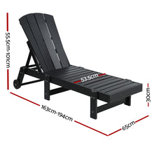 Load image into Gallery viewer, Gardeon Sun Lounge Beach Chair HDPE Adirondack Lounger Patio Outdoor Furniture with Wheels Black
