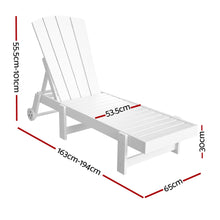 Load image into Gallery viewer, Gardeon Sun Lounge Beach Chair HDPE Adirondack Lounger Patio Outdoor Furniture with Wheels White
