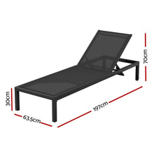 Load image into Gallery viewer, Gardeon Sun Lounge Outdoor Lounger Aluminium Folding Beach Chair Wheels Black
