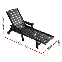 Load image into Gallery viewer, Gardeon Sun Lounge Lounger Beach Chair HDPE Patio Outdoor Furniture with Wheels Black
