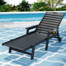 Load image into Gallery viewer, Gardeon Sun Lounge Lounger Beach Chair HDPE Patio Outdoor Furniture with Wheels Black
