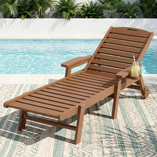 Load image into Gallery viewer, Gardeon Sun Lounge Lounger Beach Chair HDPE Patio Outdoor Furniture with Wheels Brown

