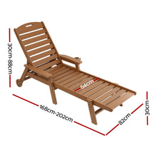 Load image into Gallery viewer, Gardeon Sun Lounge Lounger Beach Chair HDPE Patio Outdoor Furniture with Wheels Brown
