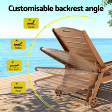 Load image into Gallery viewer, Gardeon Sun Lounge Lounger Beach Chair HDPE Patio Outdoor Furniture with Wheels Brown
