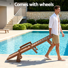 Load image into Gallery viewer, Gardeon Sun Lounge Lounger Beach Chair HDPE Patio Outdoor Furniture with Wheels Brown
