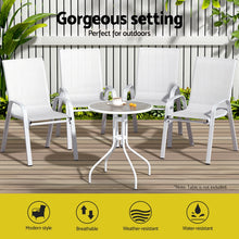 Load image into Gallery viewer, Gardeon 4PC Outdoor Dining Chairs Stackable Lounge Chair Patio Furniture White
