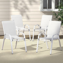 Load image into Gallery viewer, Gardeon 4PC Outdoor Dining Chairs Stackable Lounge Chair Patio Furniture White
