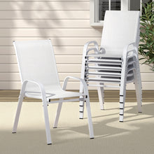 Load image into Gallery viewer, Gardeon 6PC Outdoor Dining Chairs Stackable Lounge Chair Patio Furniture White
